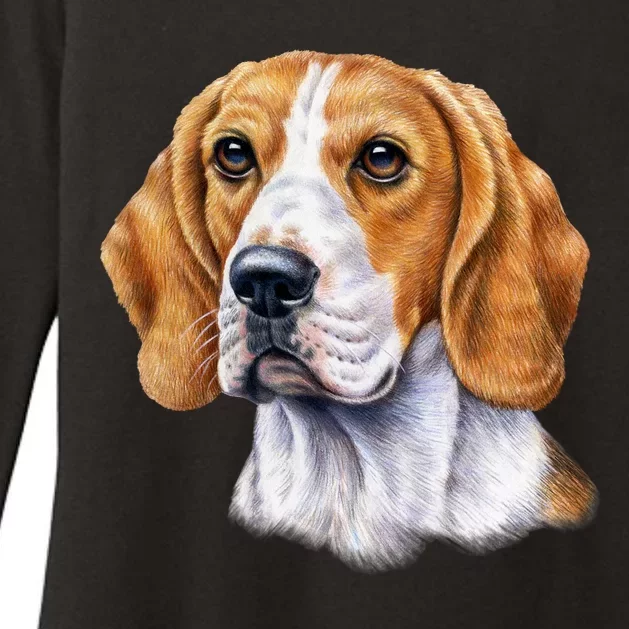 Beagle Face Womens CVC Long Sleeve Shirt