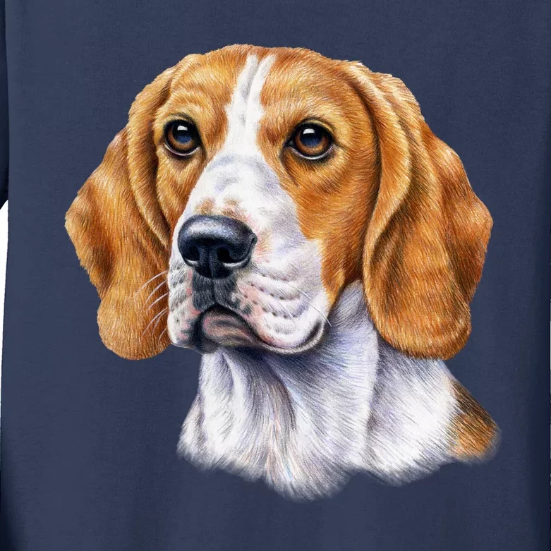 Beagle Face Kids Long Sleeve Shirt