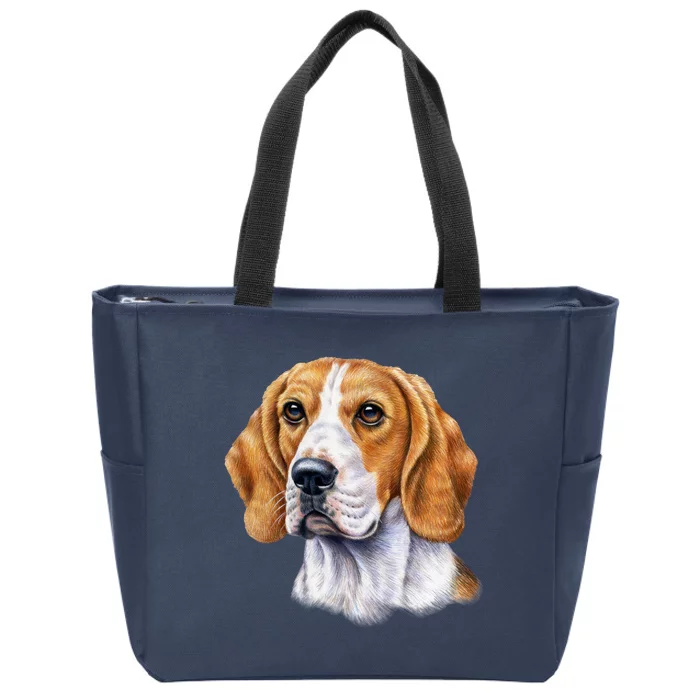 Beagle Face Zip Tote Bag