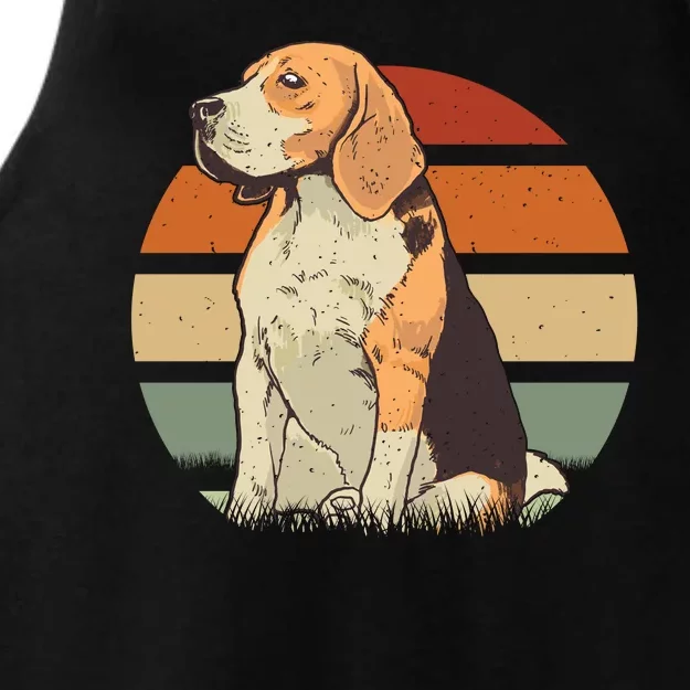 Beagle Retro Sunset Ladies Tri-Blend Wicking Tank