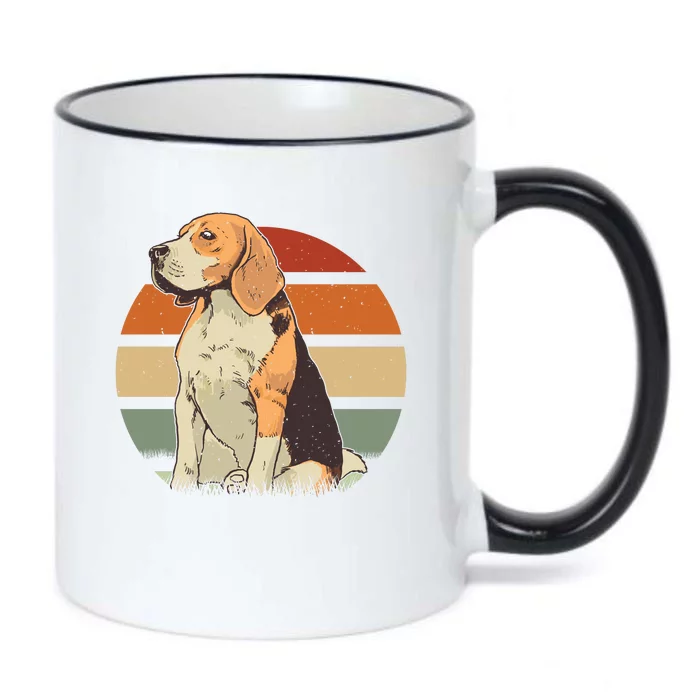 Beagle Retro Sunset Black Color Changing Mug