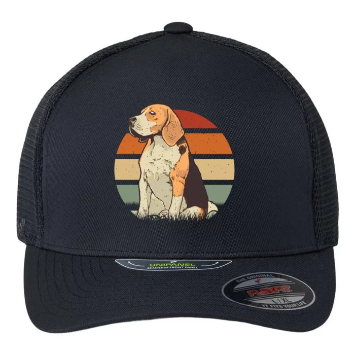 Beagle Retro Sunset Flexfit Unipanel Trucker Cap