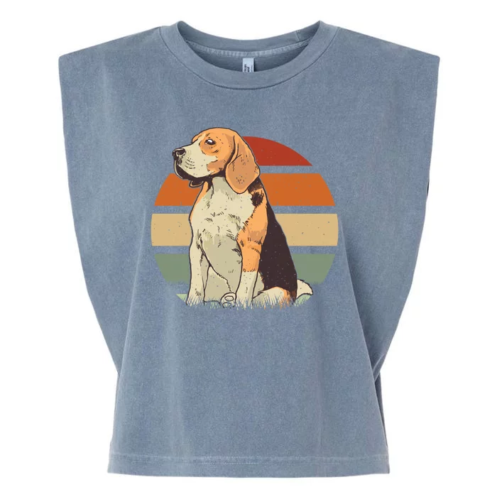 Beagle Retro Sunset Garment-Dyed Women's Muscle Tee