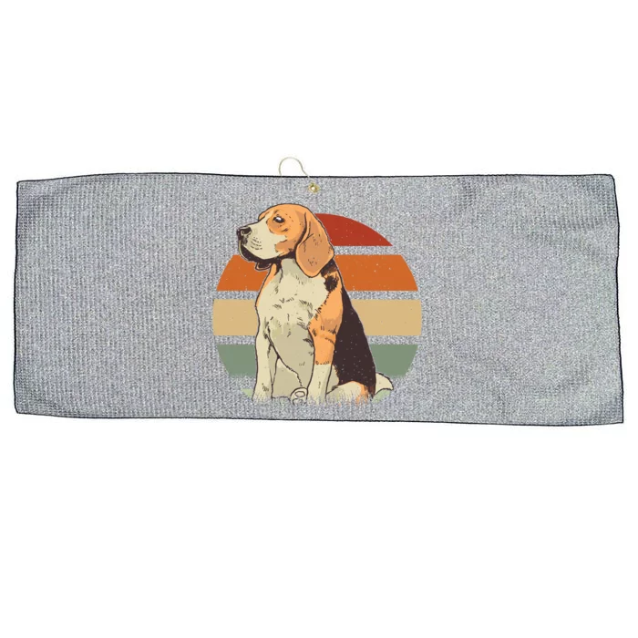 Beagle Retro Sunset Large Microfiber Waffle Golf Towel