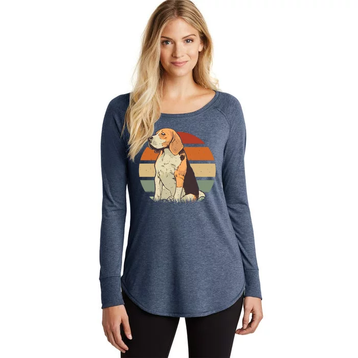 Beagle Retro Sunset Women's Perfect Tri Tunic Long Sleeve Shirt