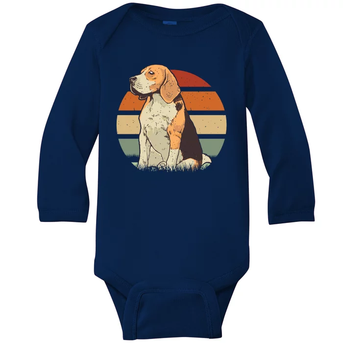 Beagle Retro Sunset Baby Long Sleeve Bodysuit