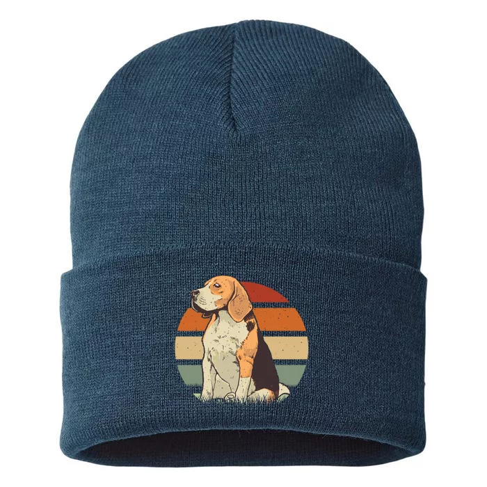 Beagle Retro Sunset Sustainable Knit Beanie