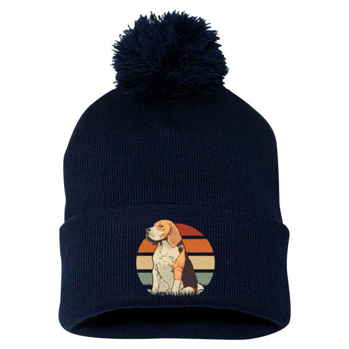 Beagle Retro Sunset Pom Pom 12in Knit Beanie