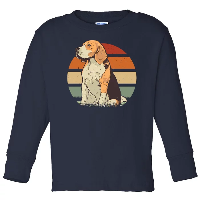 Beagle Retro Sunset Toddler Long Sleeve Shirt