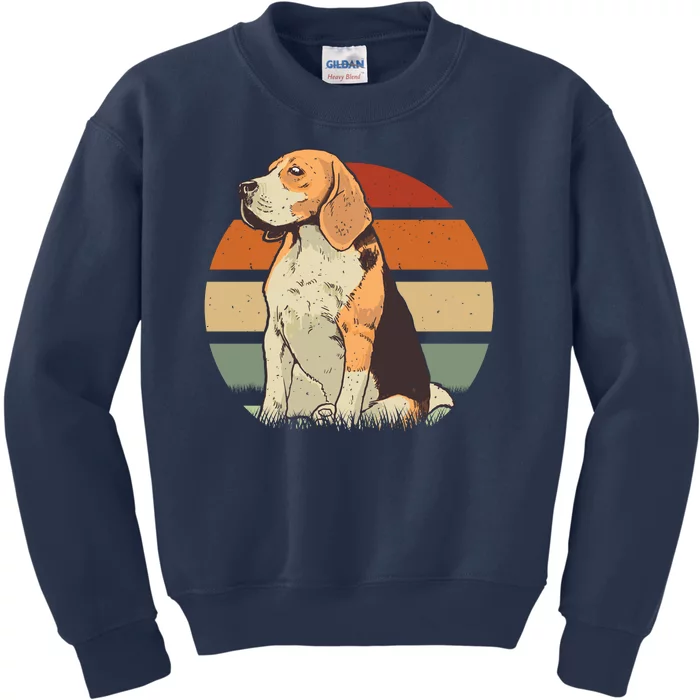 Beagle Retro Sunset Kids Sweatshirt