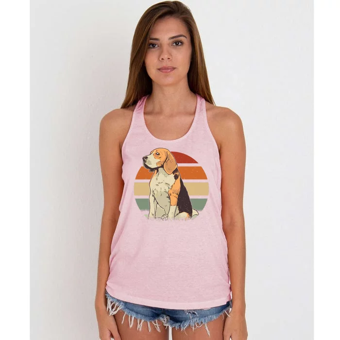 Beagle Retro Sunset Women's Knotted Racerback Tank