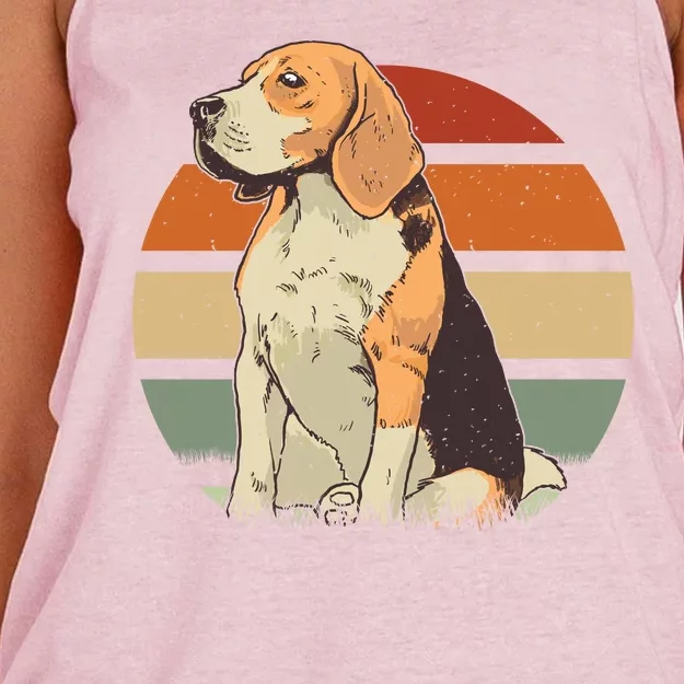 Beagle Retro Sunset Women's Knotted Racerback Tank