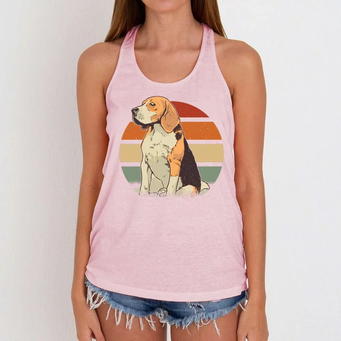 Beagle Retro Sunset Women's Knotted Racerback Tank