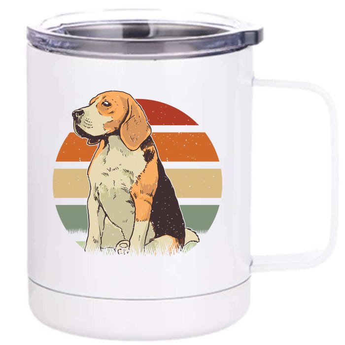 Beagle Retro Sunset Front & Back 12oz Stainless Steel Tumbler Cup