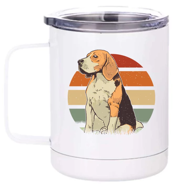 Beagle Retro Sunset Front & Back 12oz Stainless Steel Tumbler Cup