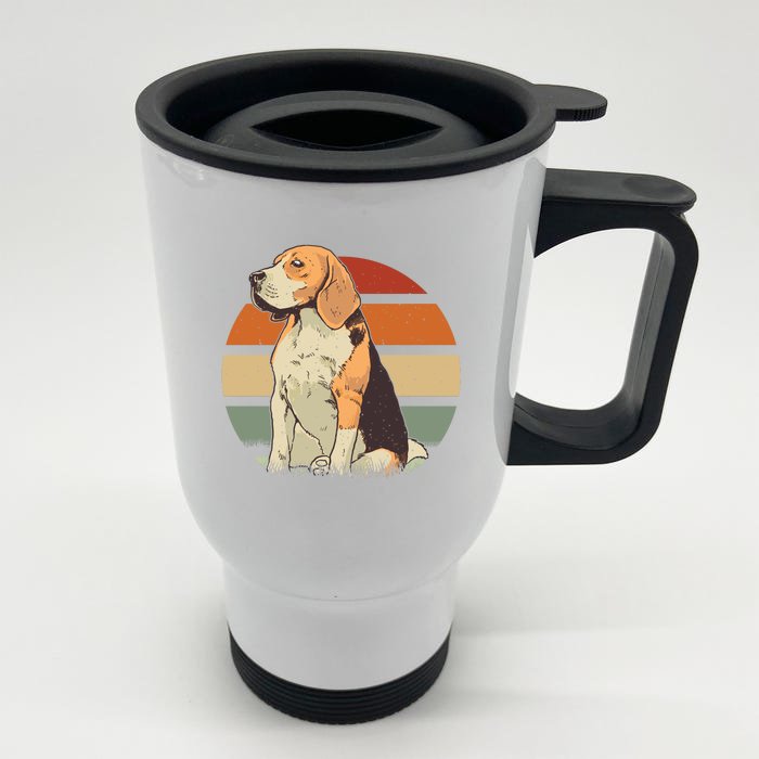 Beagle Retro Sunset Front & Back Stainless Steel Travel Mug