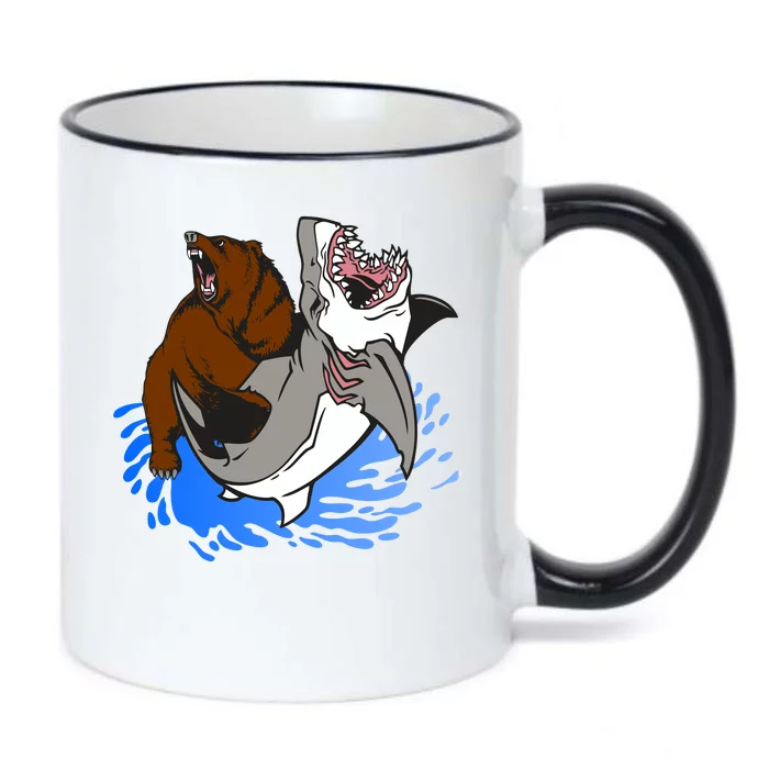 Bear Attacking Shark Black Color Changing Mug