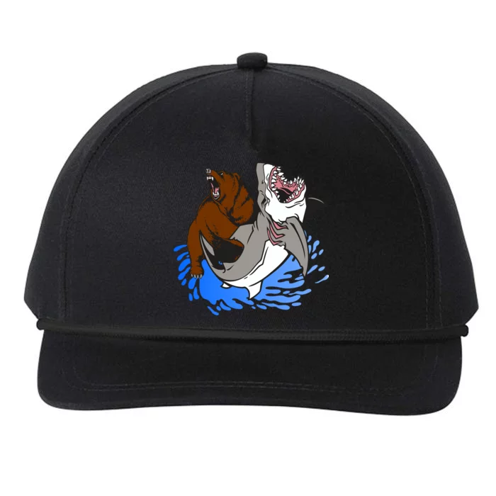 Bear Attacking Shark Snapback Five-Panel Rope Hat