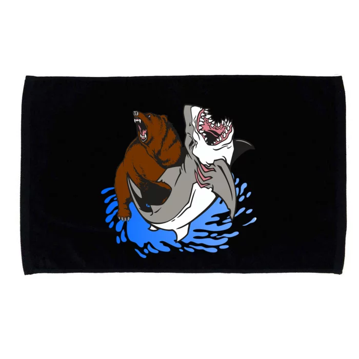 Bear Attacking Shark Microfiber Hand Towel