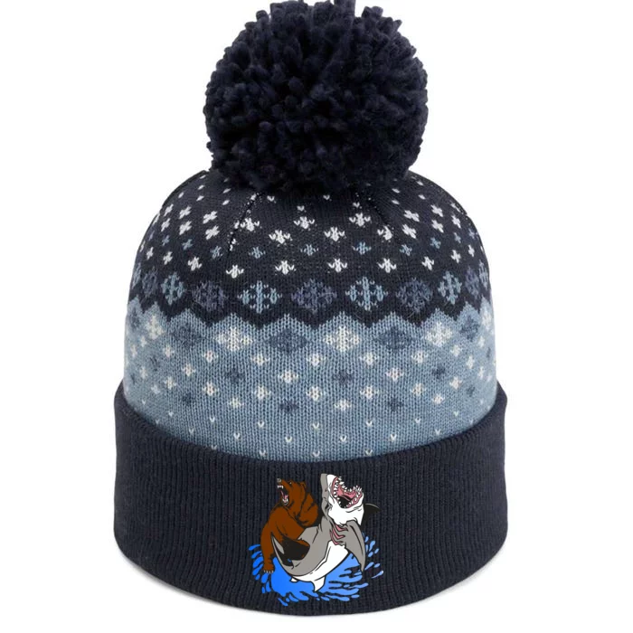 Bear Attacking Shark The Baniff Cuffed Pom Beanie