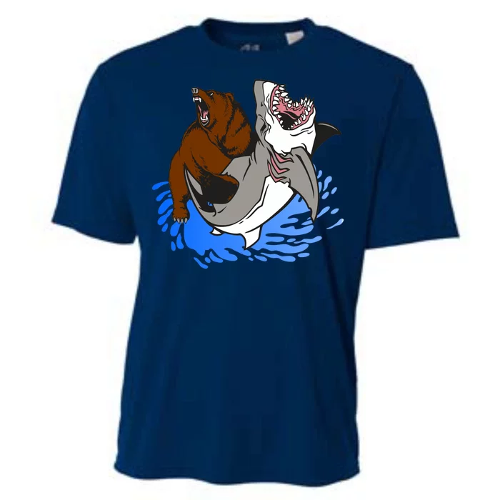 Bear Attacking Shark Cooling Performance Crew T-Shirt