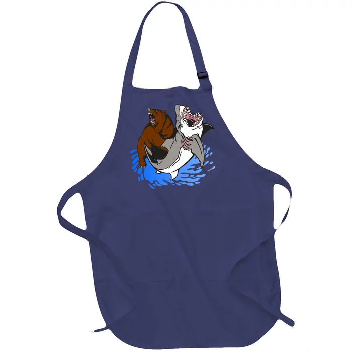 Bear Attacking Shark Full-Length Apron With Pocket