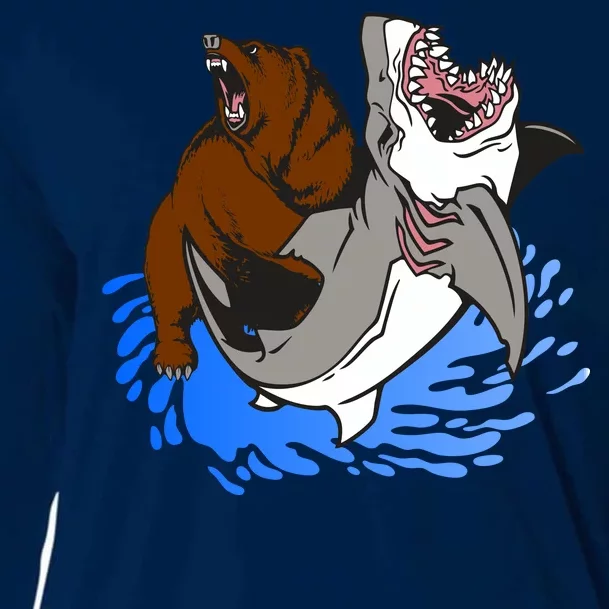 Bear Attacking Shark Cooling Performance Long Sleeve Crew