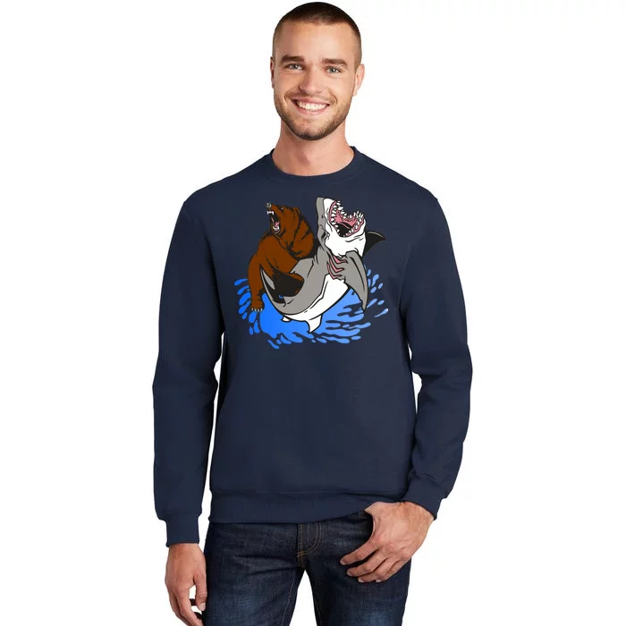 Bear Attacking Shark Tall Sweatshirt