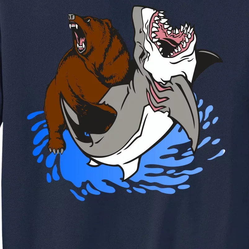 Bear Attacking Shark Tall Sweatshirt