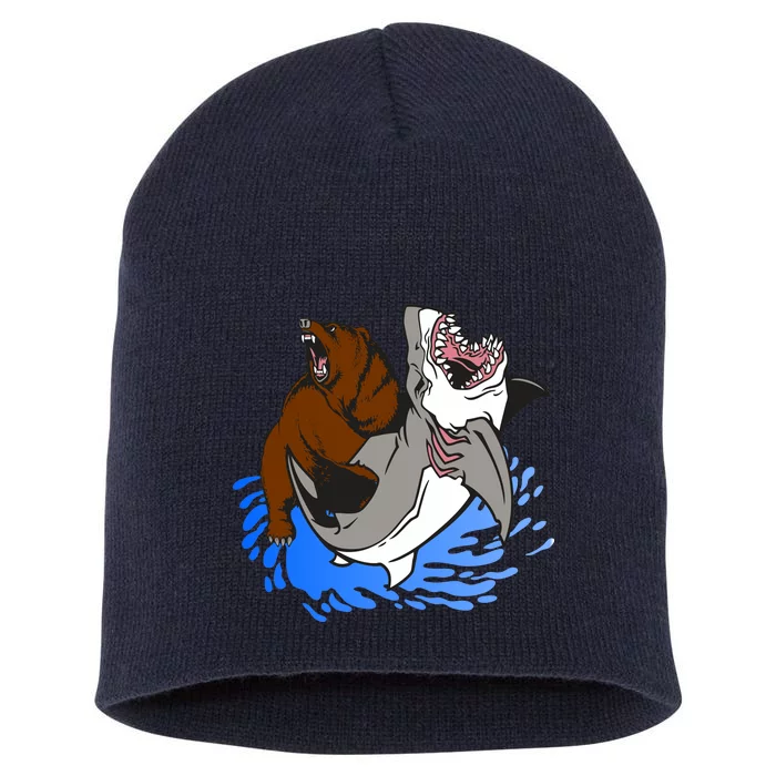 Bear Attacking Shark Short Acrylic Beanie