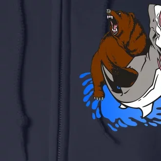 Bear Attacking Shark Full Zip Hoodie