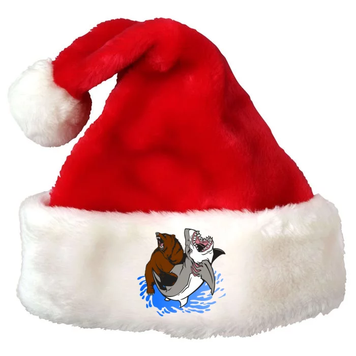 Bear Attacking Shark Premium Christmas Santa Hat