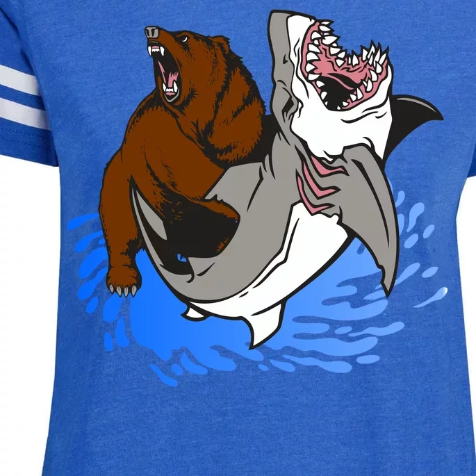 Bear Attacking Shark Enza Ladies Jersey Football T-Shirt