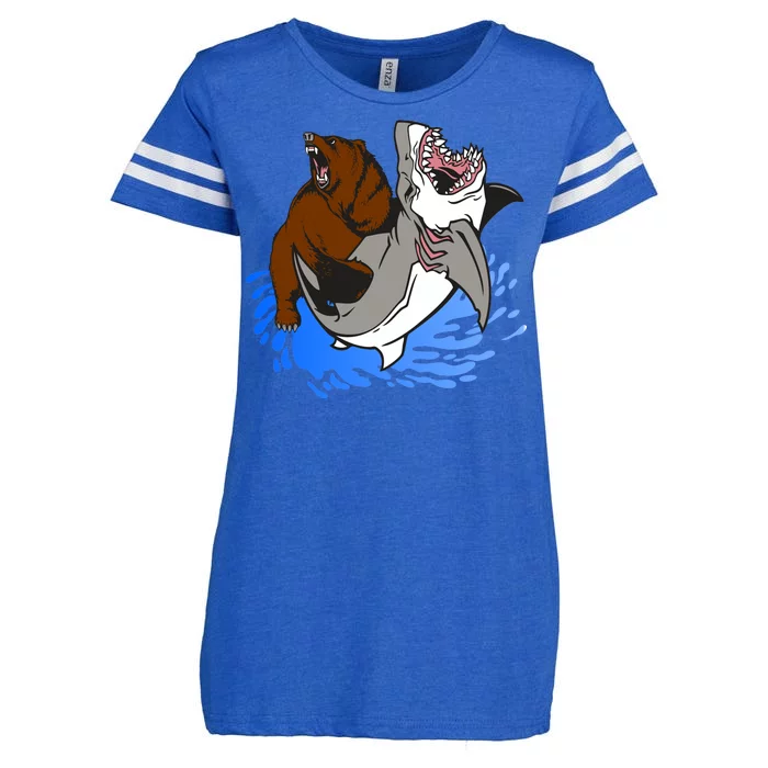 Bear Attacking Shark Enza Ladies Jersey Football T-Shirt