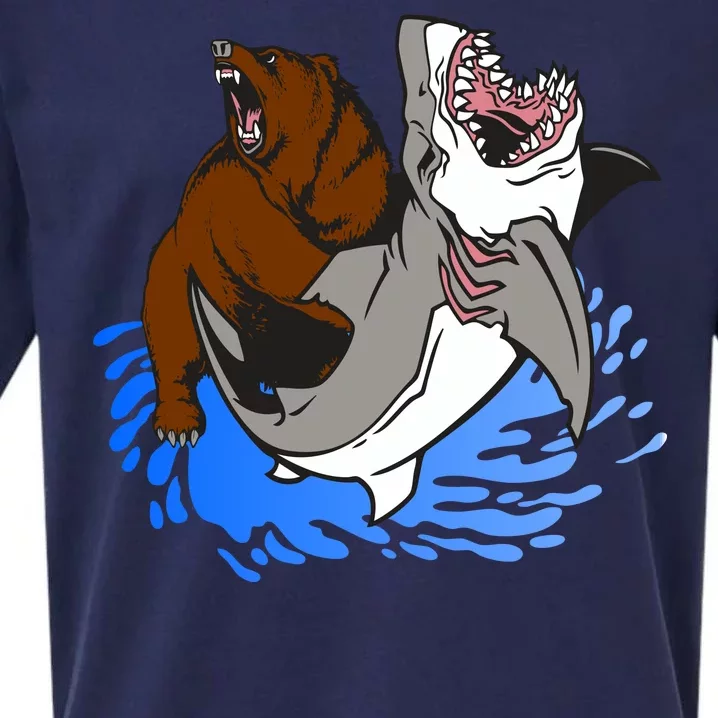 Bear Attacking Shark Sueded Cloud Jersey T-Shirt