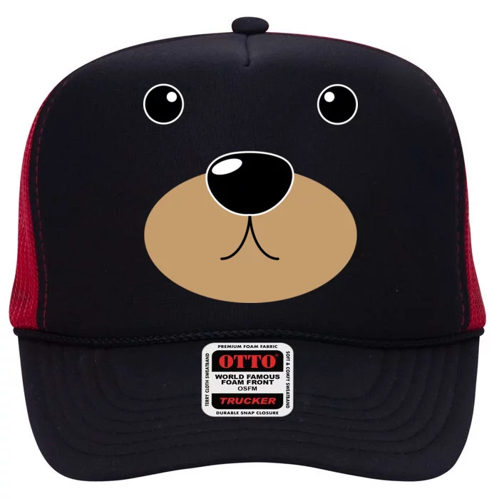 Bear Costume Face High Crown Mesh Trucker Hat