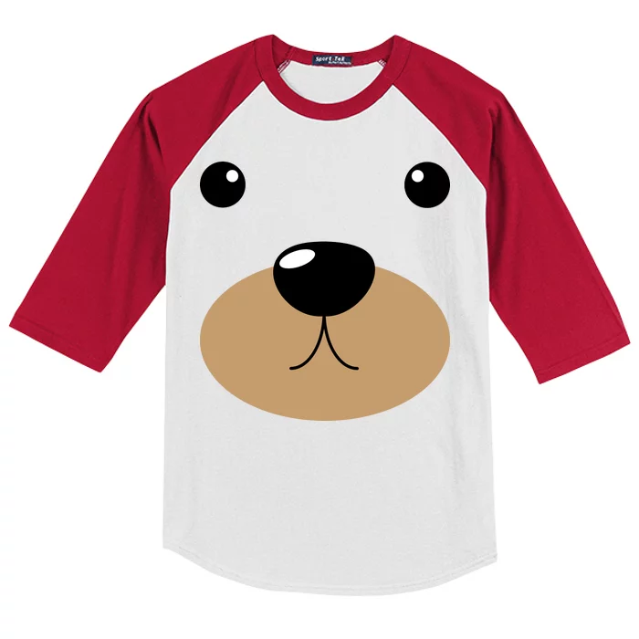 Bear Costume Face Kids Colorblock Raglan Jersey