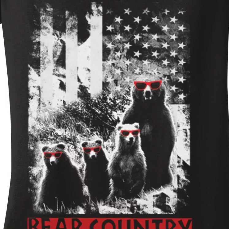 Bear Country - United States Flag Pride Women's V-Neck T-Shirt