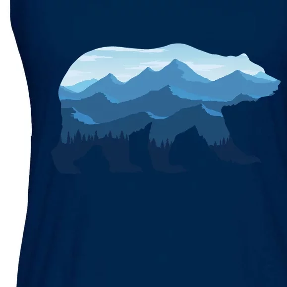 Bear Double Exposure Surreal Wildlife Ladies Essential Flowy Tank