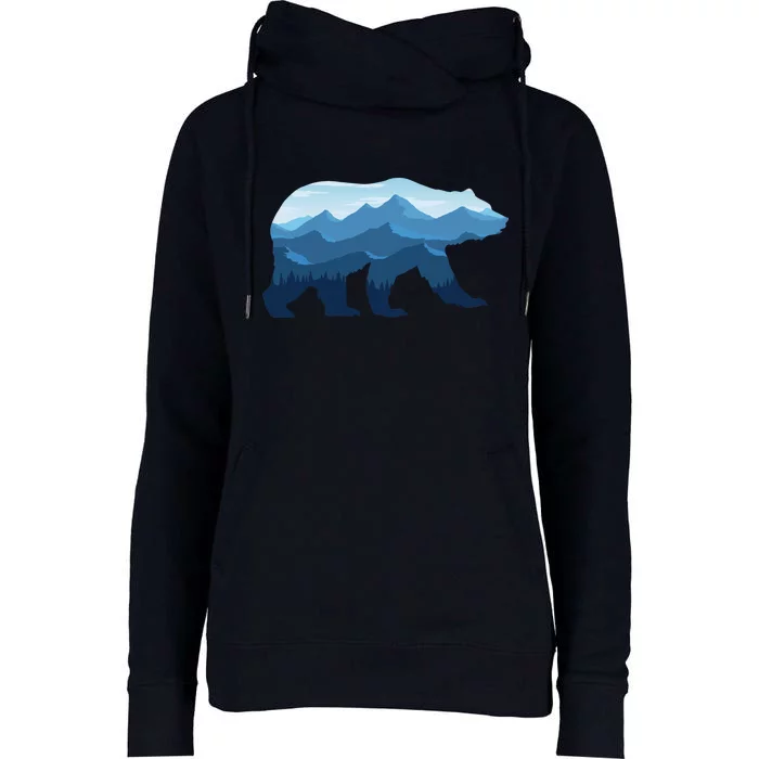 Bear Double Exposure Surreal Wildlife Womens Funnel Neck Pullover Hood