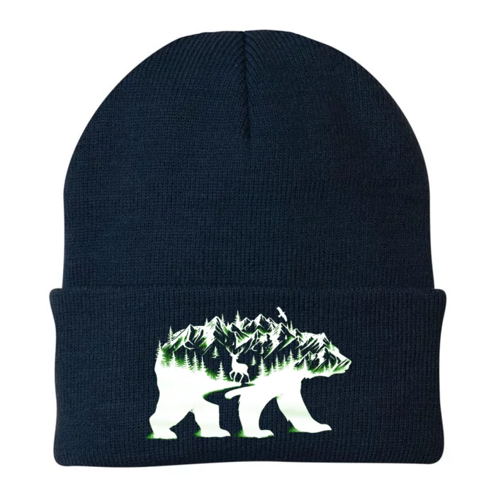 Bear Forest Deer Wilderness Mountains Knit Cap Winter Beanie