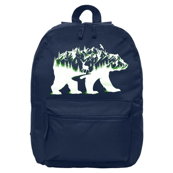 Bear Forest Deer Wilderness Mountains 16 in Basic Backpack