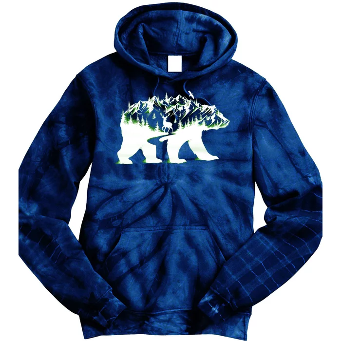 Bear Forest Deer Wilderness Mountains Tie Dye Hoodie