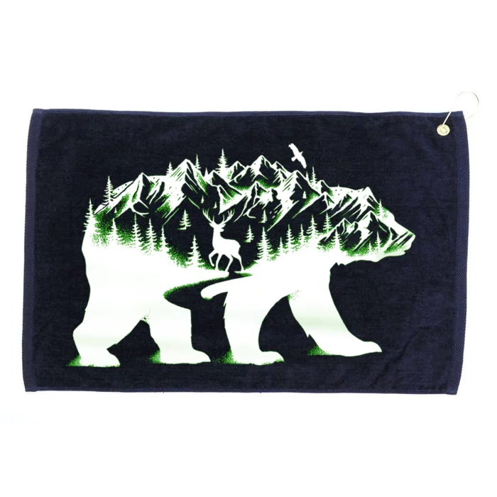 Bear Forest Deer Wilderness Mountains Grommeted Golf Towel