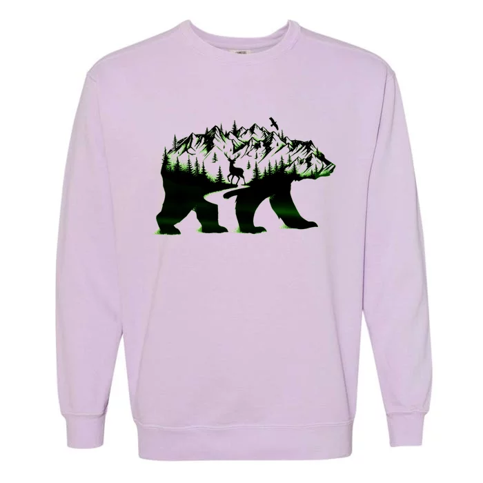 Bear Forest Deer Wilderness Mountains Garment-Dyed Sweatshirt