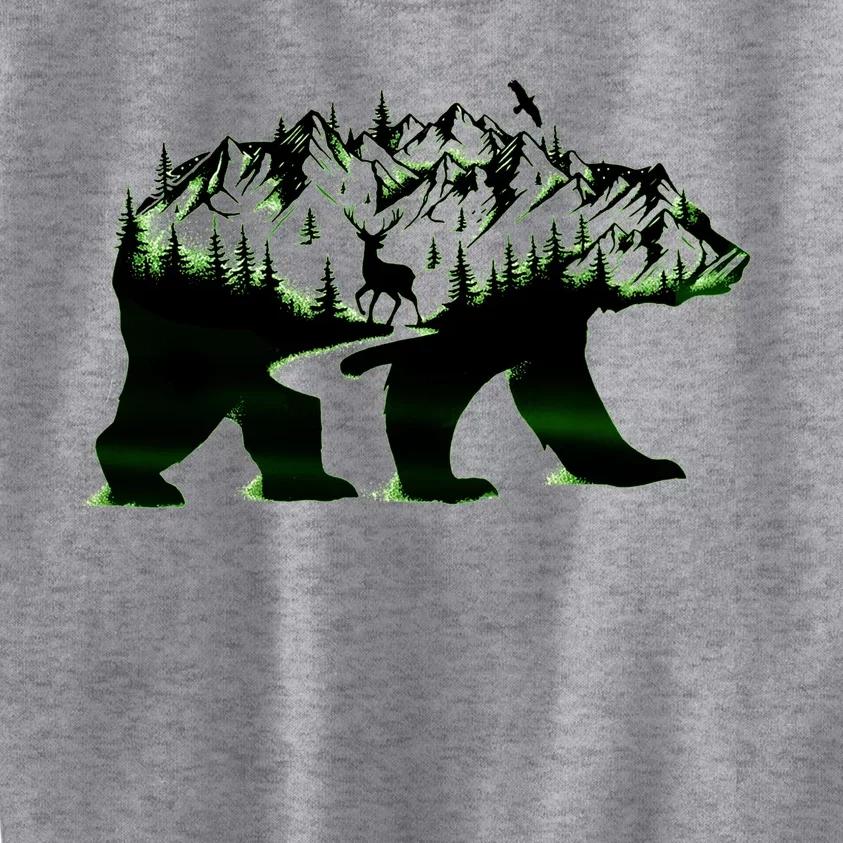 Bear Forest Deer Wilderness Mountains Kids Sweatshirt