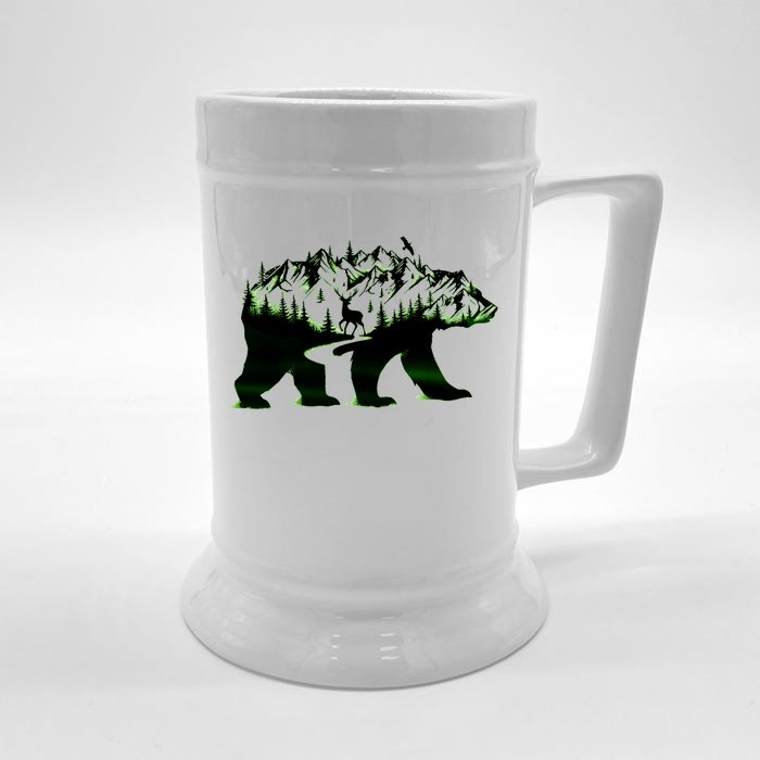 Bear Forest Deer Wilderness Mountains Front & Back Beer Stein