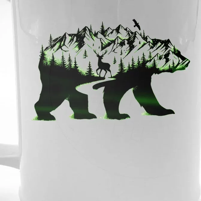 Bear Forest Deer Wilderness Mountains Front & Back Beer Stein