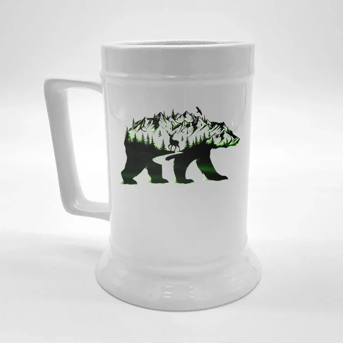 Bear Forest Deer Wilderness Mountains Front & Back Beer Stein