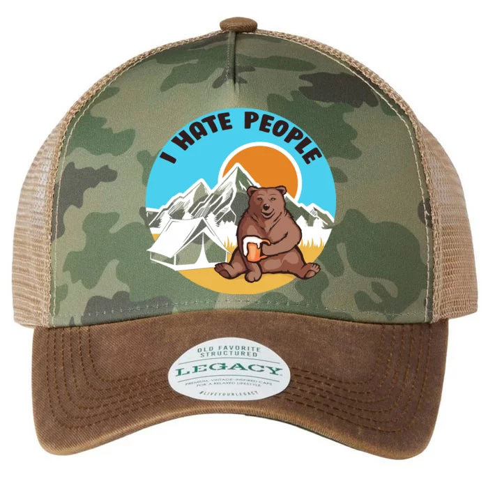 Bear Funny Camping I Hate People Legacy Tie Dye Trucker Hat